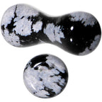 8G Obsidian Snowflake Natural Stone Saddle Plug Set
