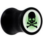 Black Acrylic Green Black Skull Saddle Plug Set 2G