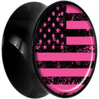 Black Acrylic Pink American Flag Saddle Plug Set 20mm