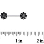 14G 5/8 Symmetric Black Lotus Flower Nipple Babell Set