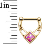 16G 5/16 Pink Faux Opal Gold PVD Glamour Septum Clicker