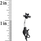 Clear Gem Sleek Black Cat Double Mount Belly Ring