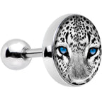 16G 1/4 Black White Leopard Eyes Tragus Cartilage Earring