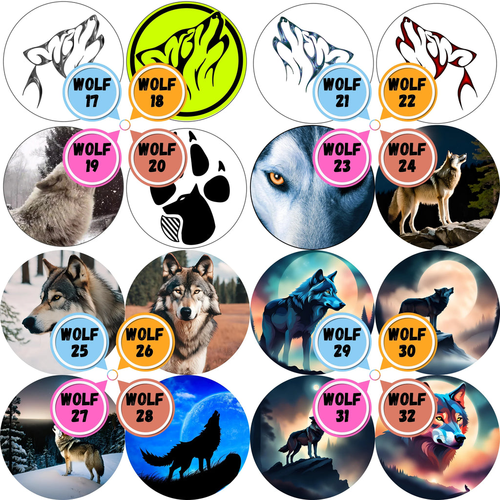 Wolf Themed Cabs - ½ INCH GLASS CABS (PAIR)