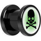 Green Black Skull Black Anodized Screw Fit Plug Set 0G