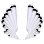 14 to 00G 18 Piece White Acrylic Ear Stretching Taper Kit Set