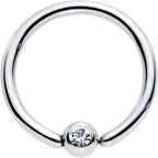 18G 3/8 Clear CZ Gem Steel 3mm Ball BCR Captive Ring