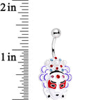 Aqua and Red Gem Performing Artisan Mask Belly Ring